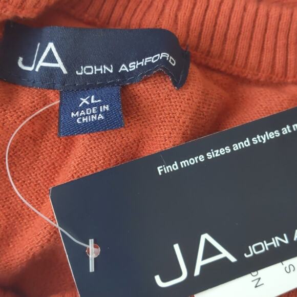 John Ashford V Neck Sweater XL Copper Casual Pullover Long Sleeves Office Ribbed - Picture 3 of 6